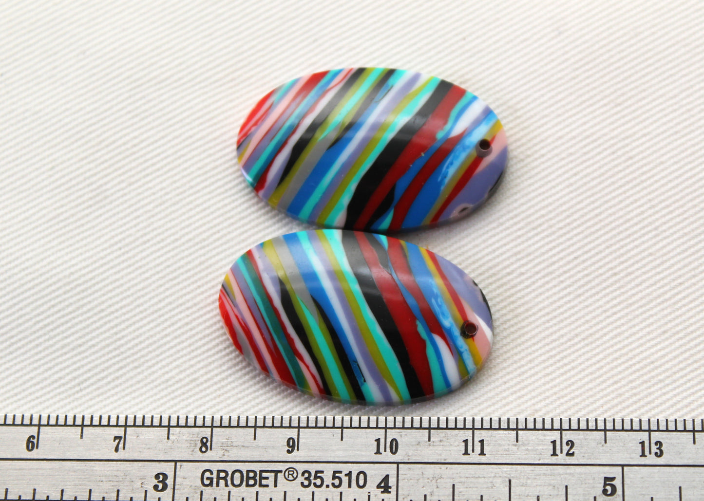 Surfite Cabochon Pair multicolors DRILLED