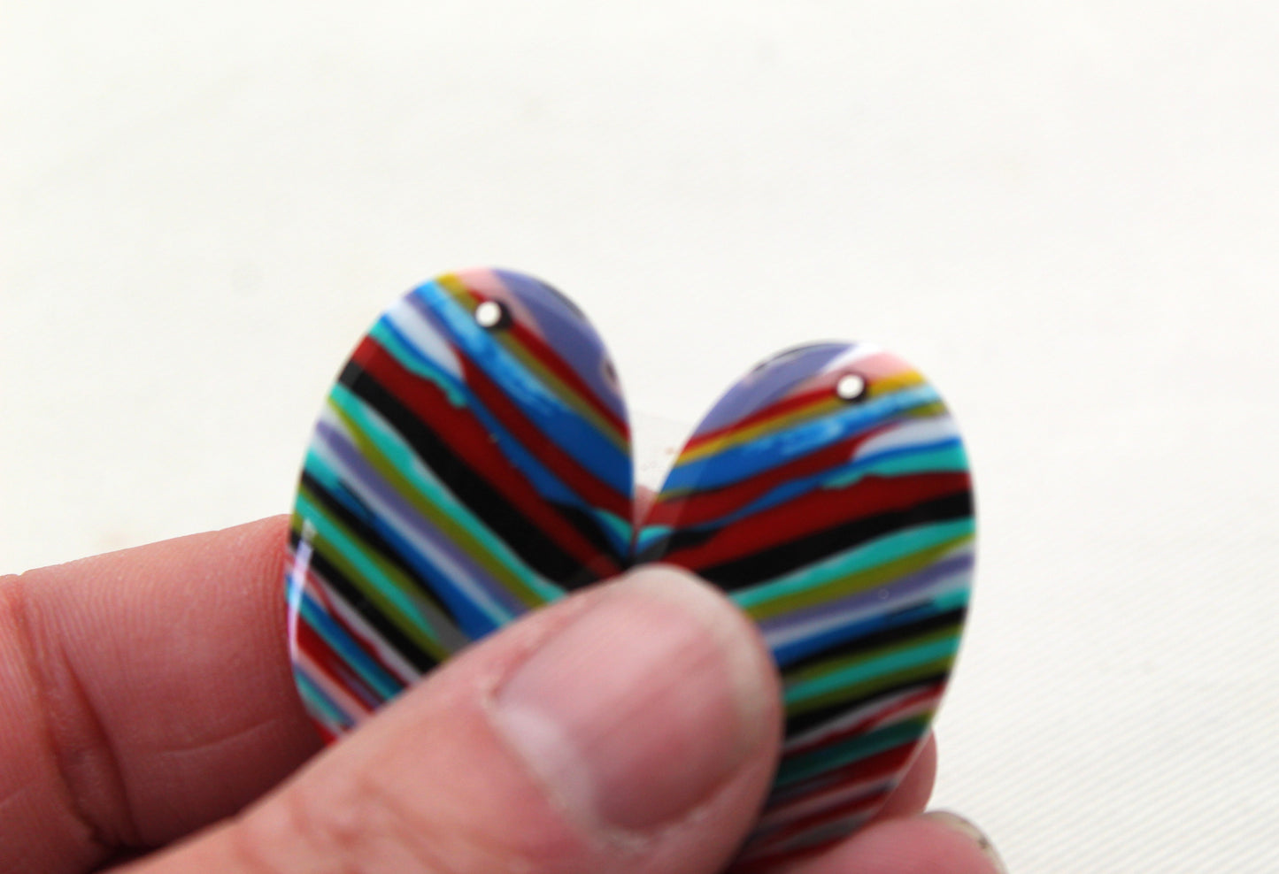 Surfite Cabochon Pair multicolors DRILLED