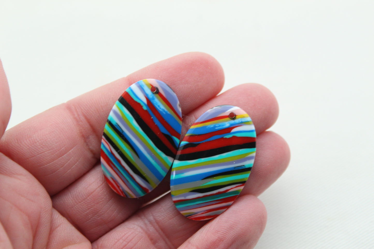 Surfite Cabochon Pair multicolors DRILLED