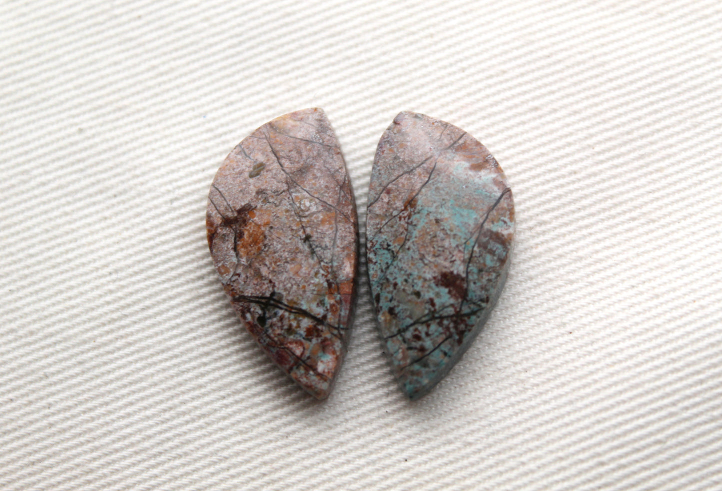 Small Neela Terra Jasper Cabochon Pair Gemstone pink
