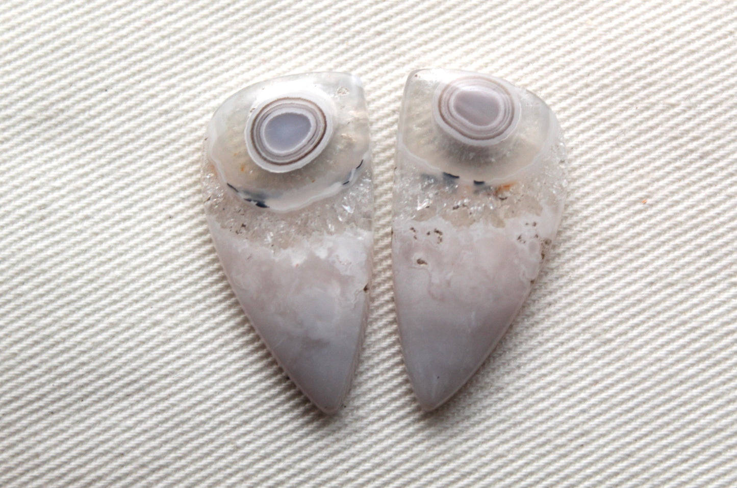 Orbicular Agate Cabochons Pair Gemstone natural