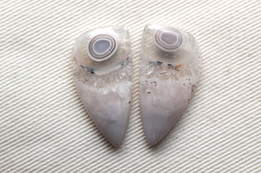 Orbicular Agate Cabochons Pair Gemstone natural
