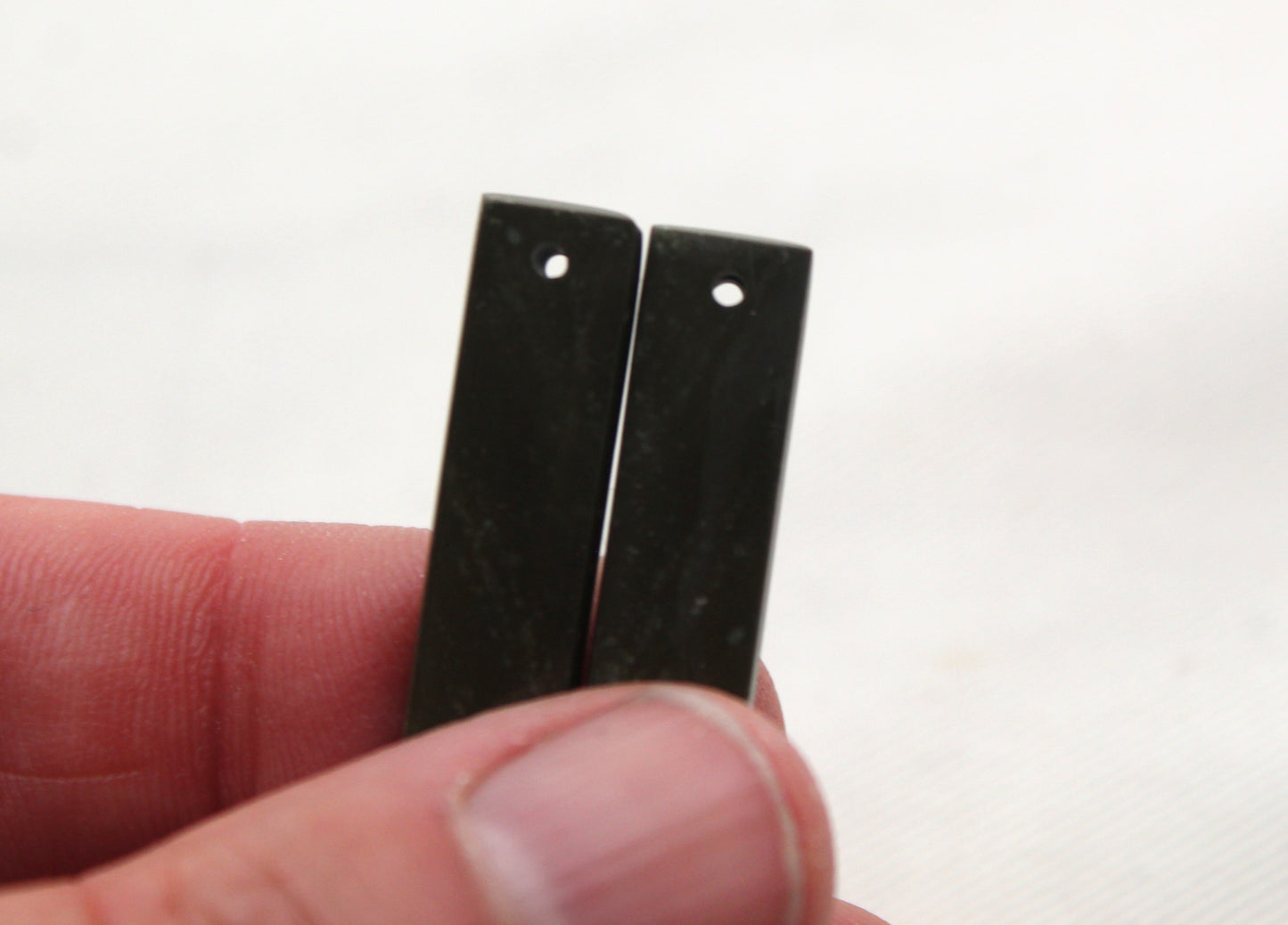 Matching pair of polychrome Jasper Cabochons DRILLED rectangle