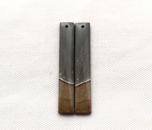 Matching pair of polychrome Jasper Cabochons DRILLED rectangle