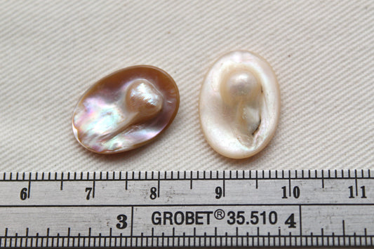 TWO Mother of Pearl cabochons Gemstones oval 18X13MM