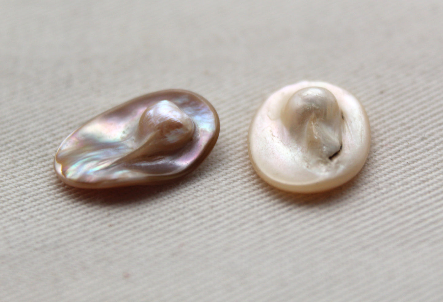 TWO Mother of Pearl cabochons Gemstones oval 18X13MM