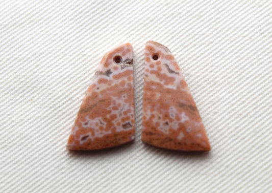 River Jasper Pair orange natural gemstone DRILLED