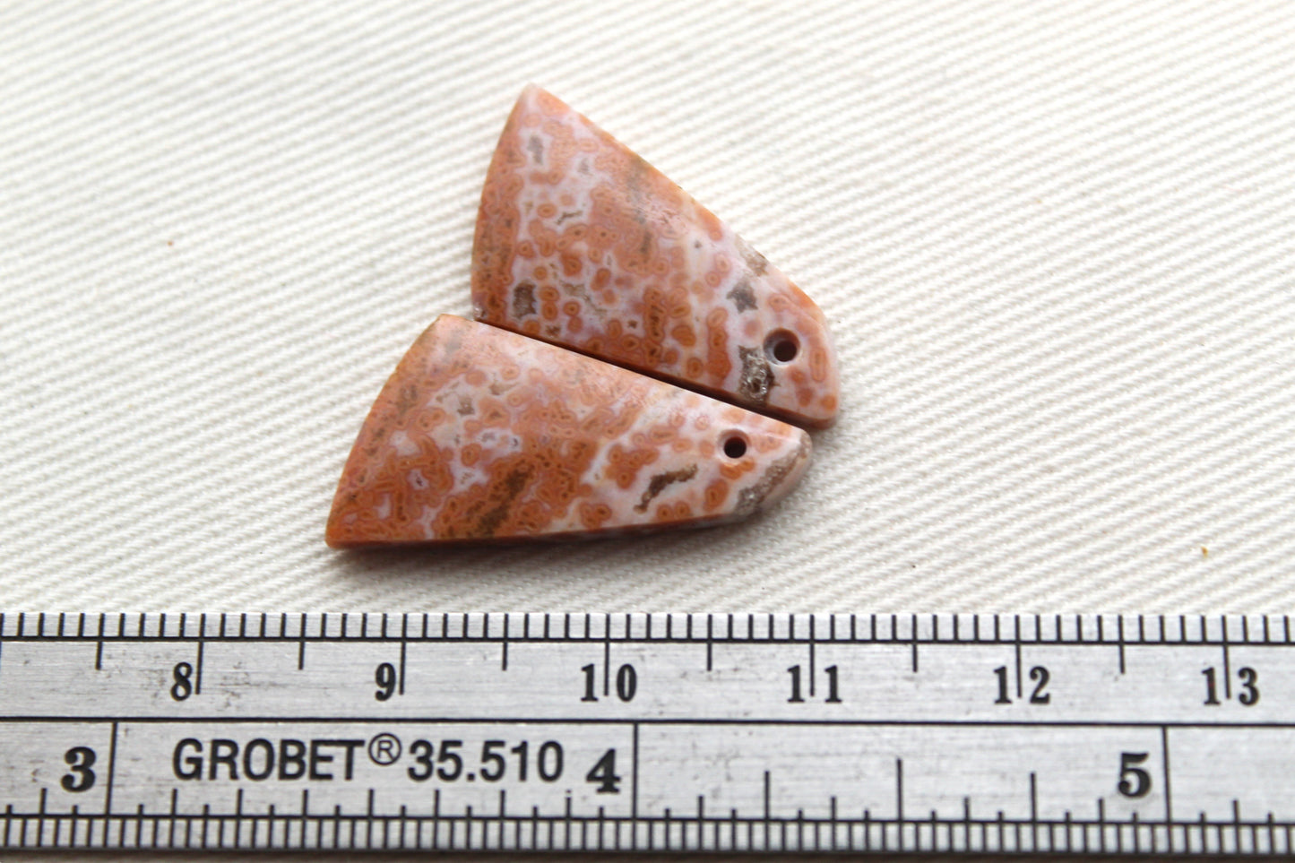 River Jasper Pair orange natural gemstone DRILLED