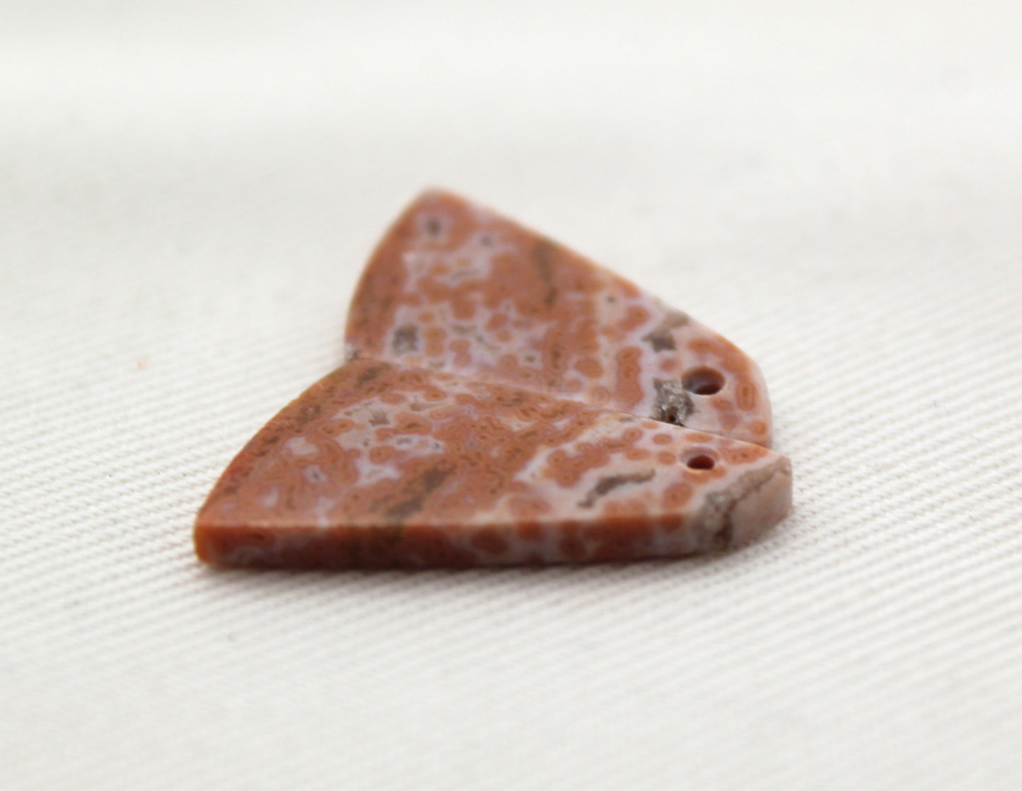 River Jasper Pair orange natural gemstone DRILLED