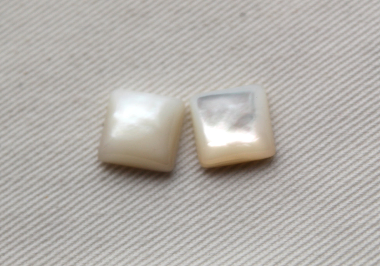 TWO Mother of Pearl cabochons Gemstones square 10MM