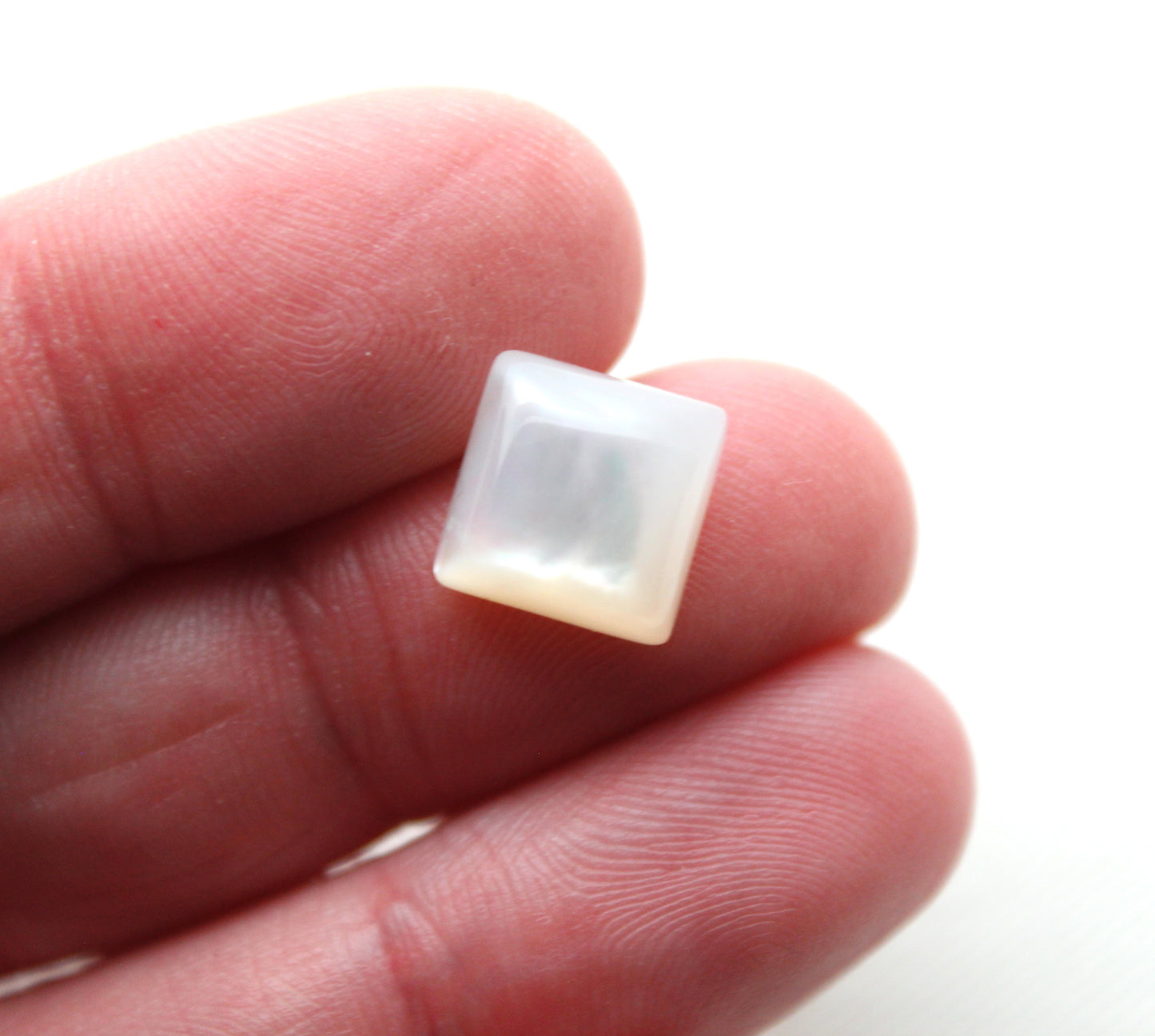 TWO Mother of Pearl cabochons Gemstones square 10MM