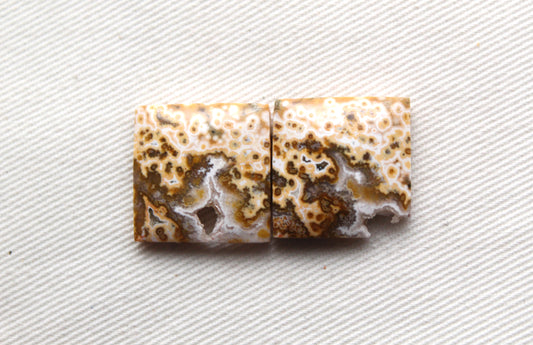 River Jasper Cabochon Pair Gemstone rectangle with DRUZY