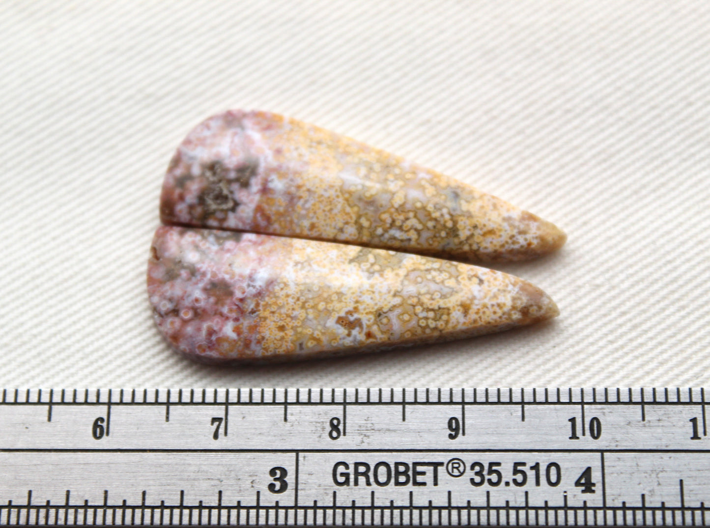 River Jasper Cabochon Pair Gemstone pink beige