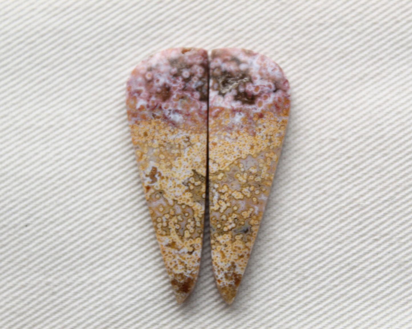 River Jasper Cabochon Pair Gemstone pink beige