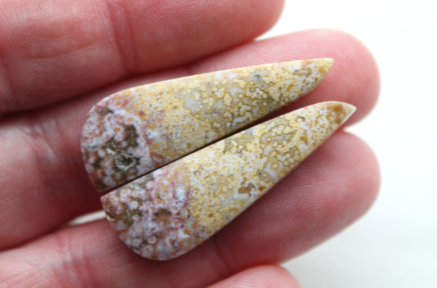 River Jasper Cabochon Pair Gemstone pink beige