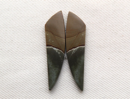 Long Matching pair of polychrome Jasper Cabochons