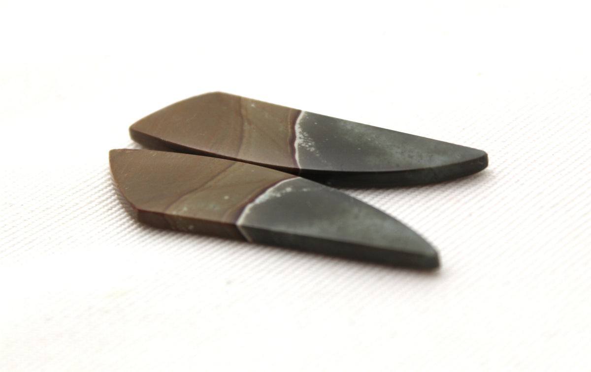 Long Matching pair of polychrome Jasper Cabochons