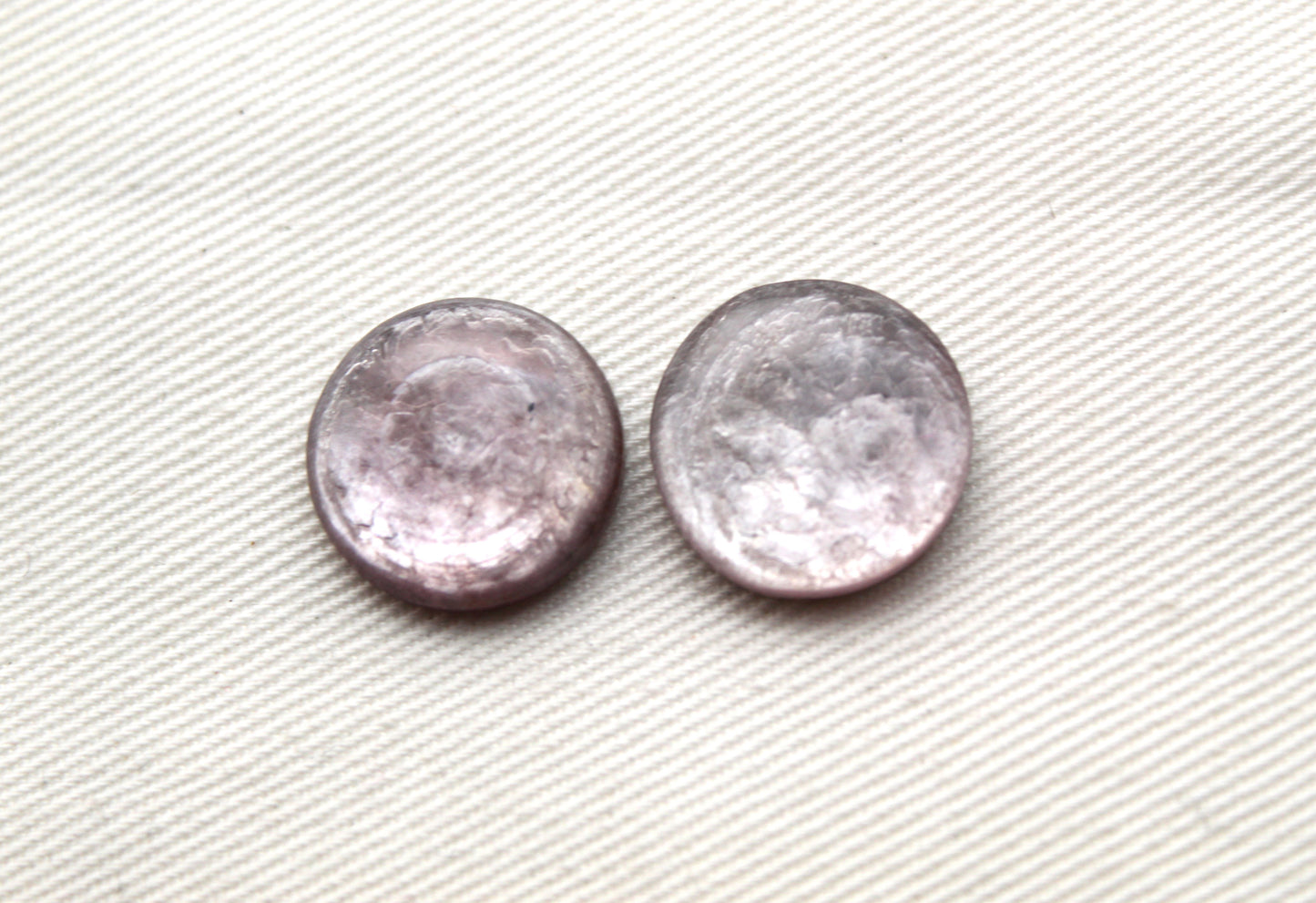 TWO round purple Mica Cabochon Gemstone 15MM