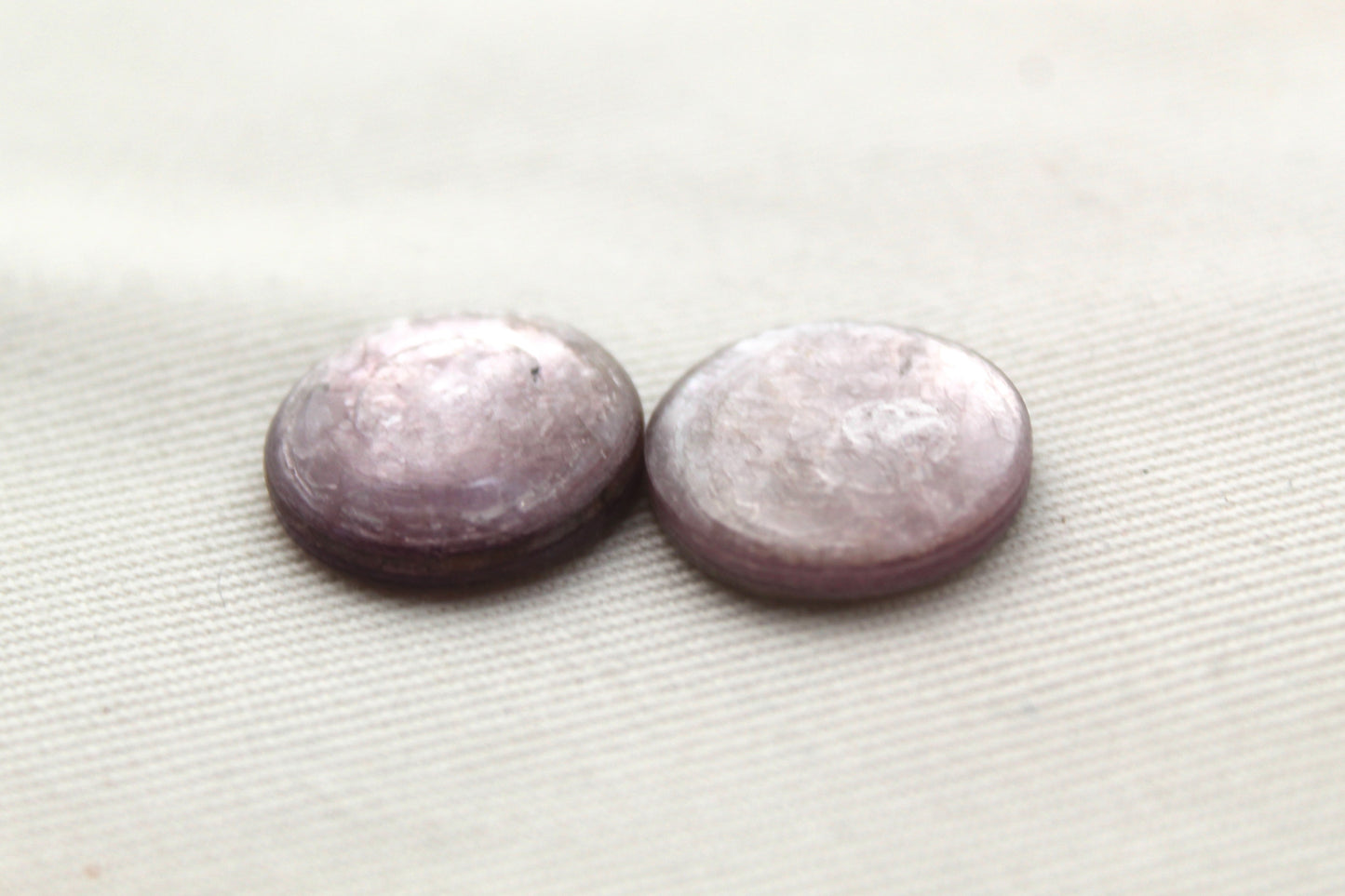 TWO round purple Mica Cabochon Gemstone 15MM