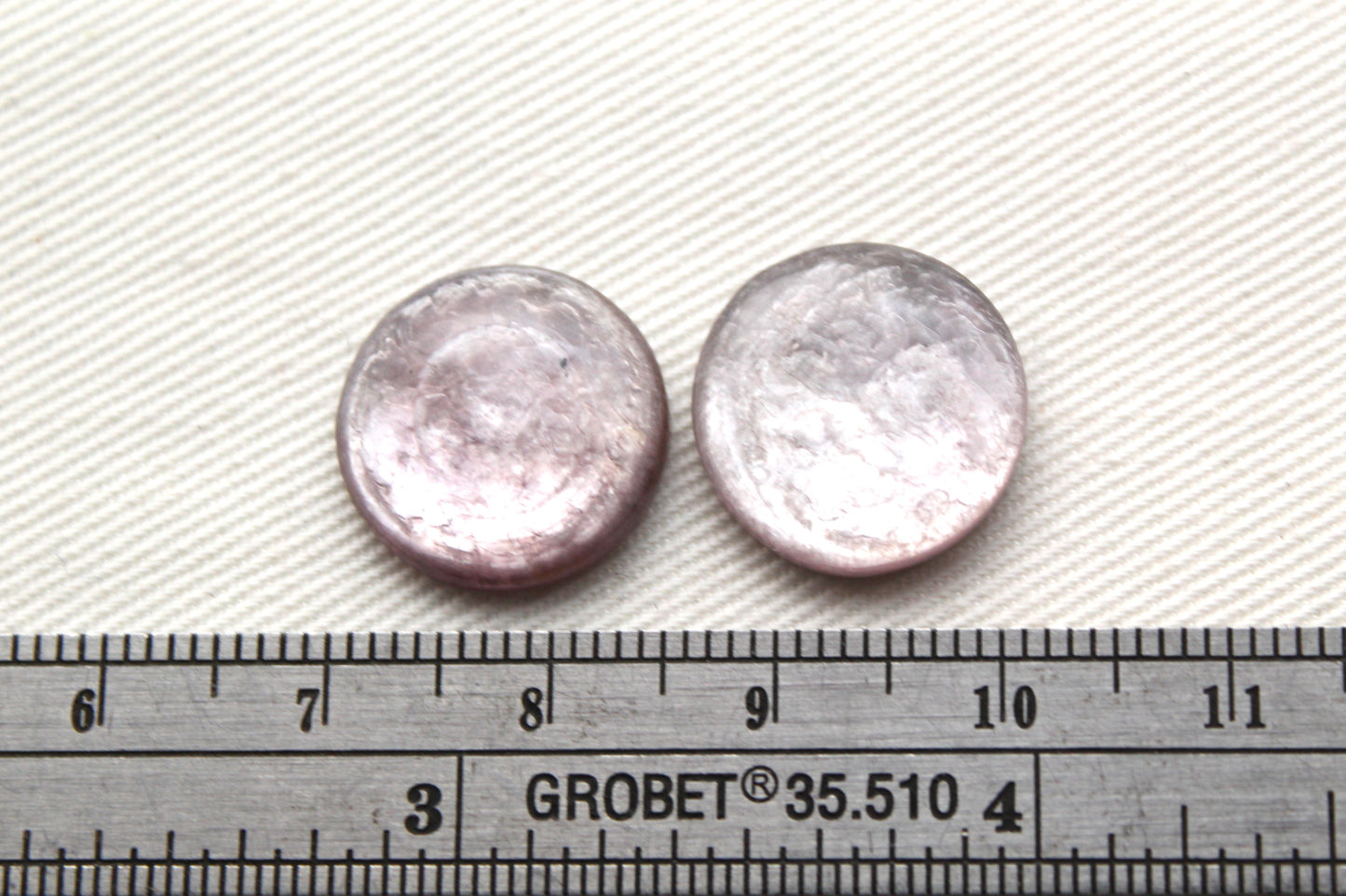 TWO round purple Mica Cabochon Gemstone 15MM