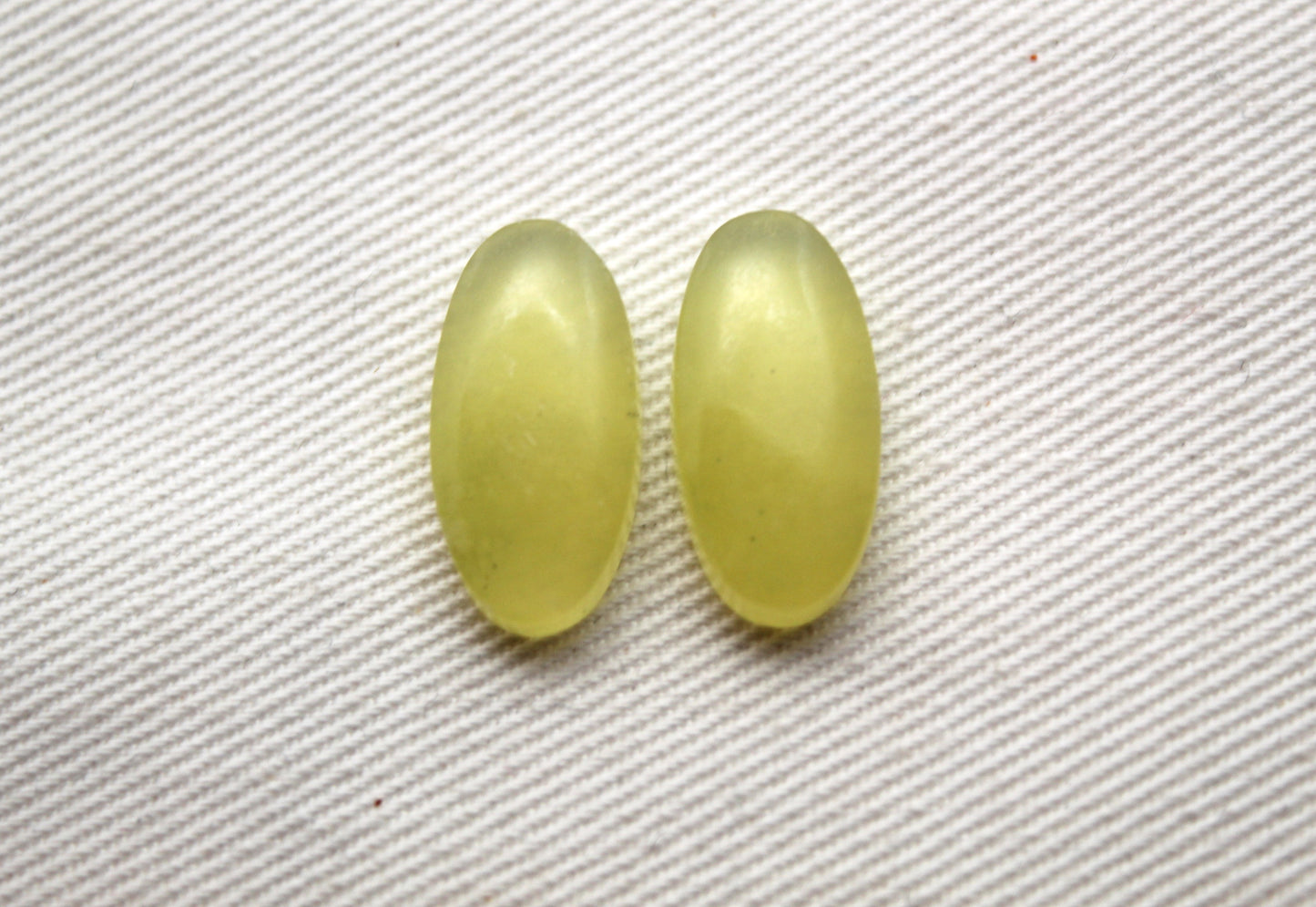 Small Vesuvianite Cabochon Pair Gemstone light green Oval