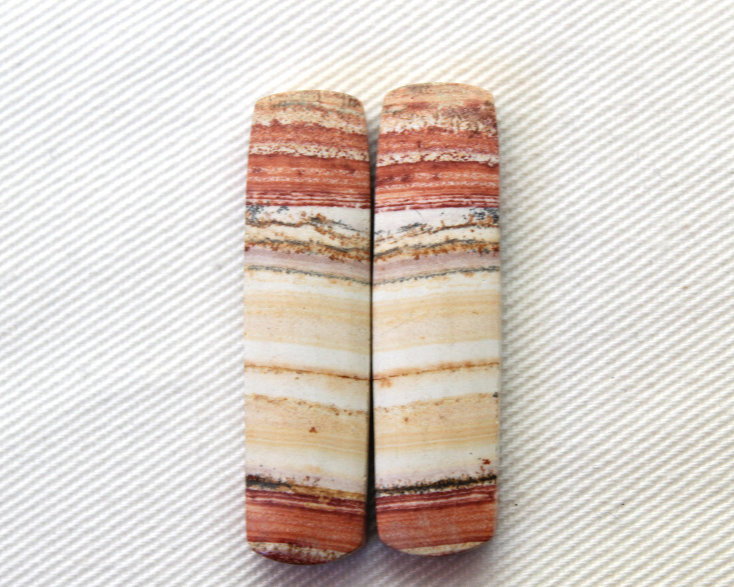 Pair of Retro Jasper Cabochon yellow orange