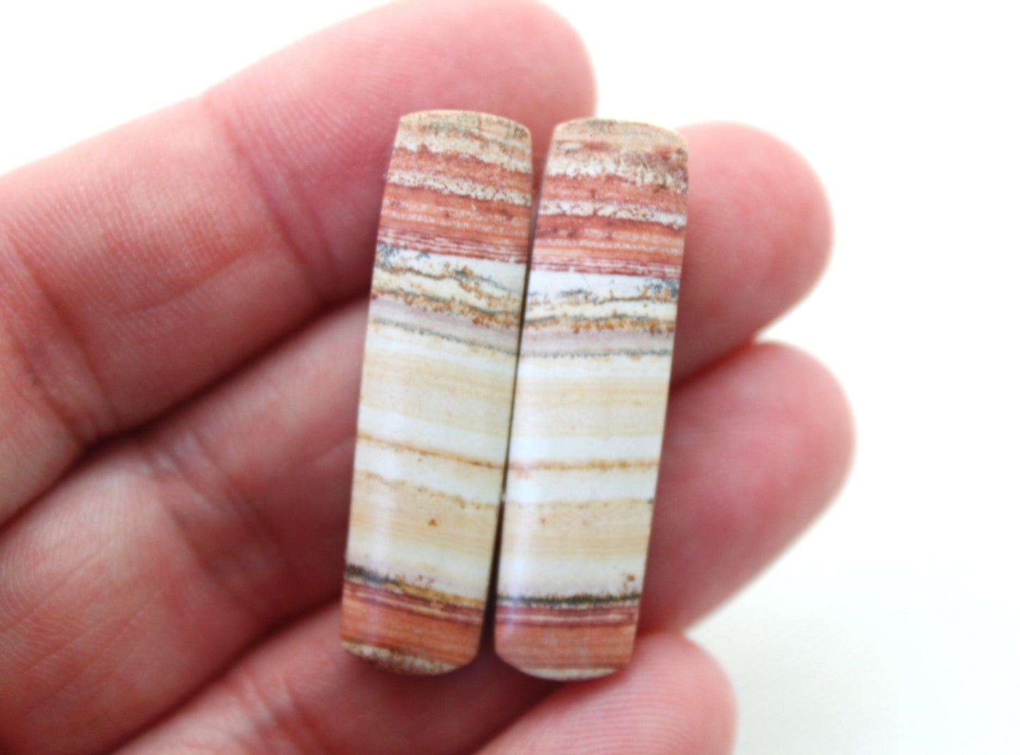 Pair of Retro Jasper Cabochon yellow orange