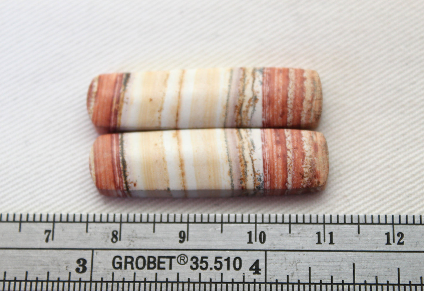 Pair of Retro Jasper Cabochon yellow orange