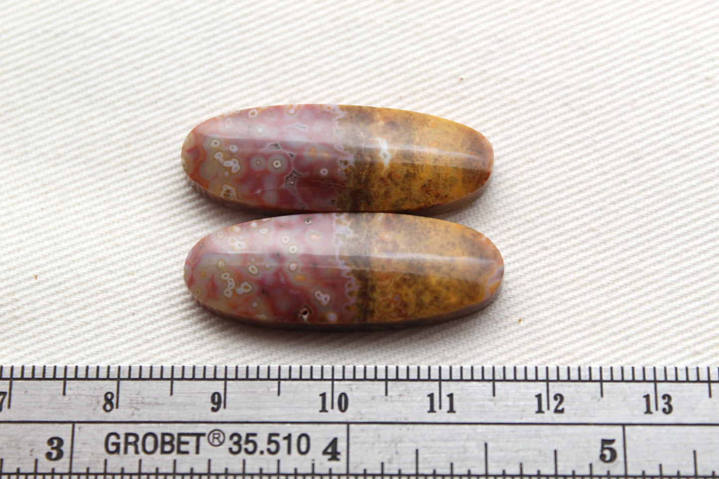 River Jasper Cabochons Pair Gemstone pink beige Oval