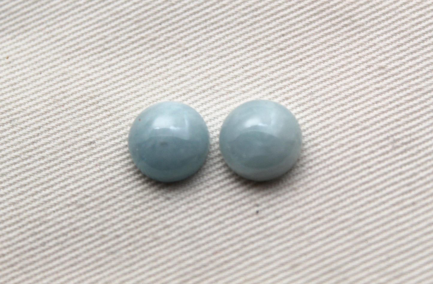 TWO Aquamarine Cabochon Round 10MM
