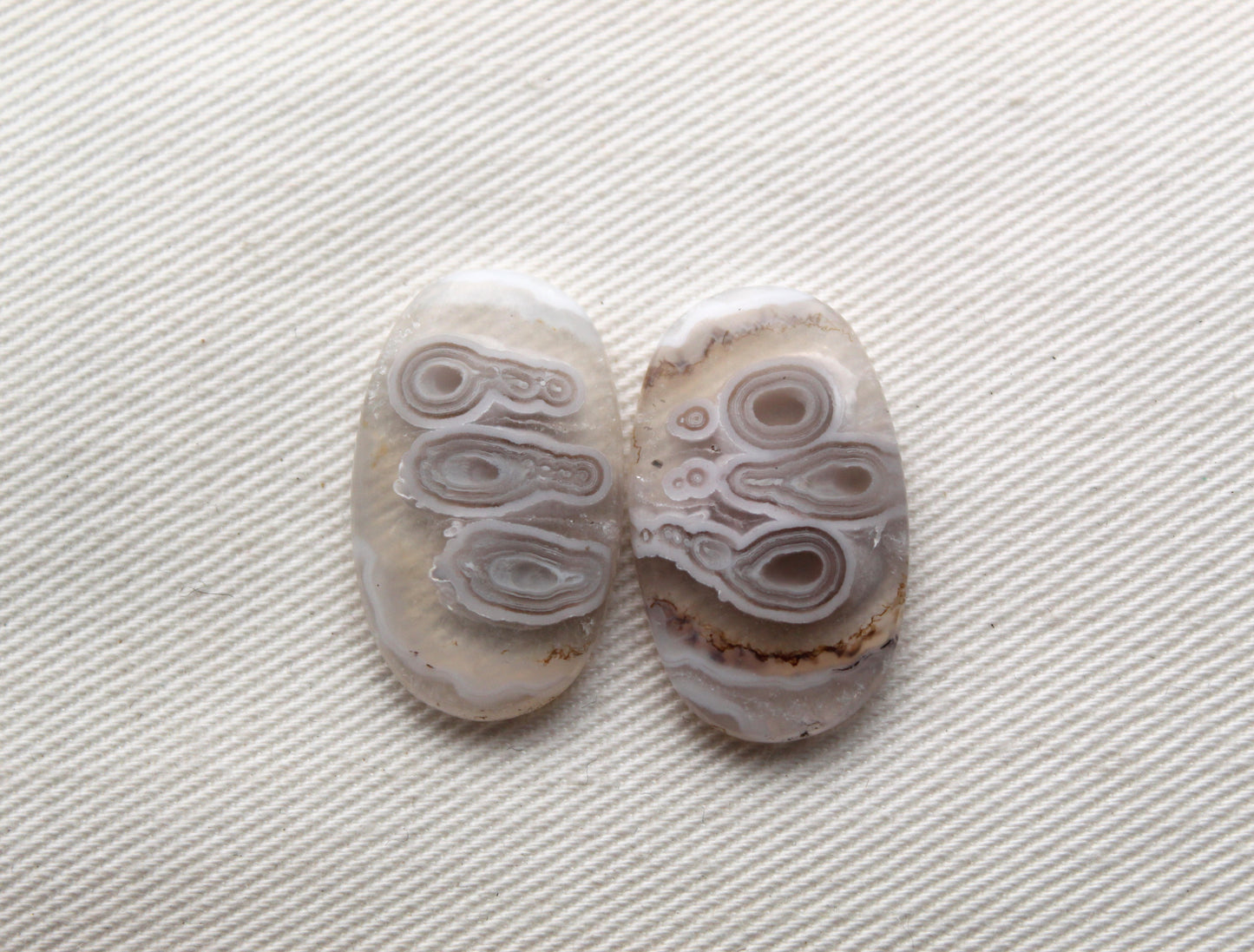 Orbicular Agate Cabochons Pair Gemstone natural