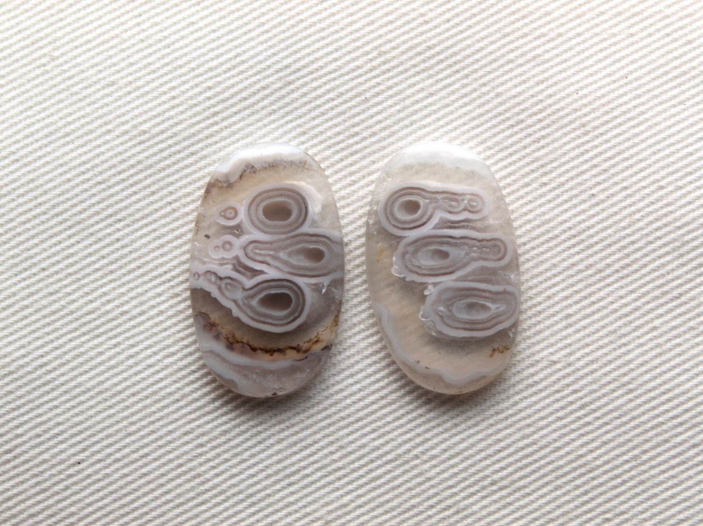 Orbicular Agate Cabochons Pair Gemstone natural