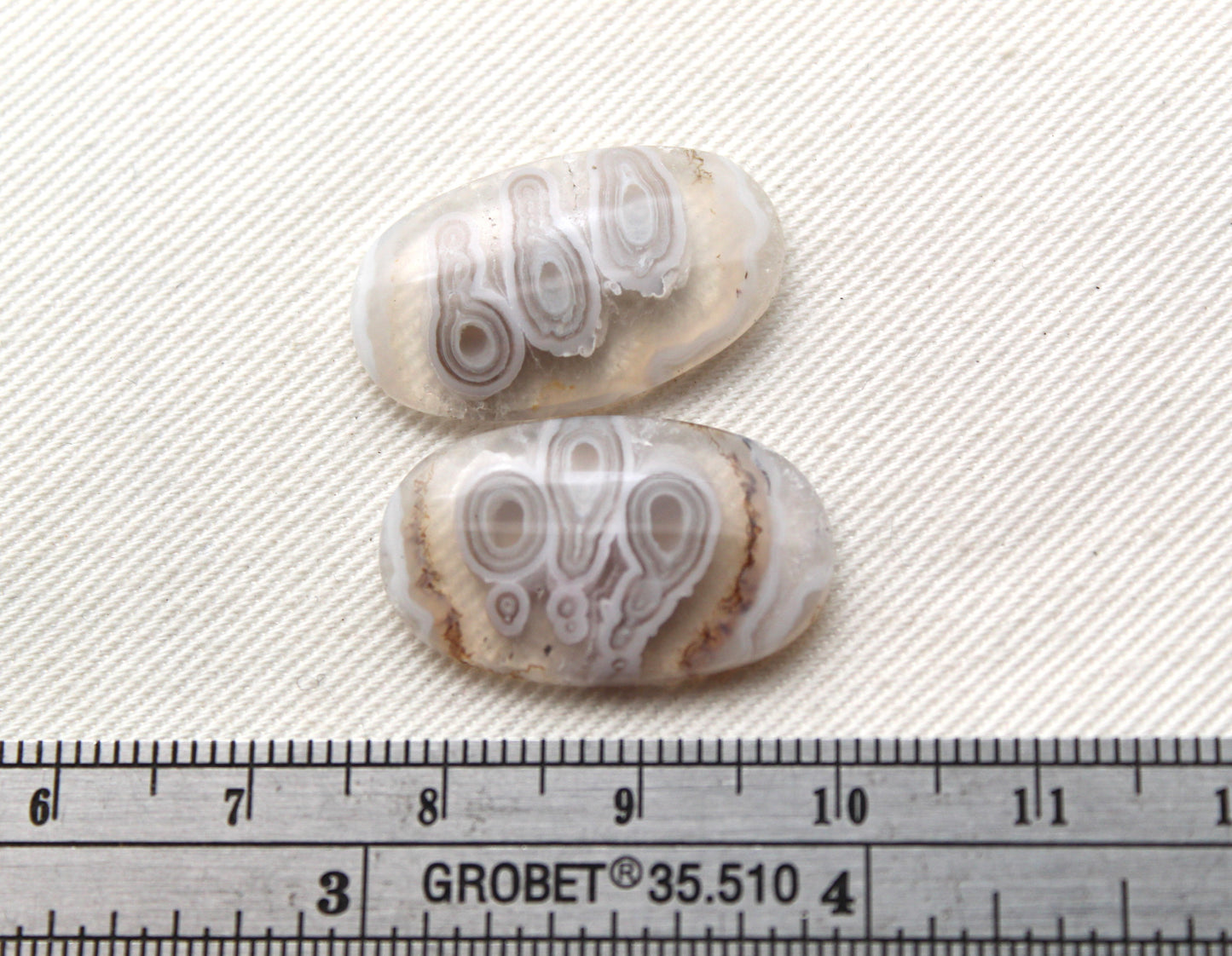 Orbicular Agate Cabochons Pair Gemstone natural
