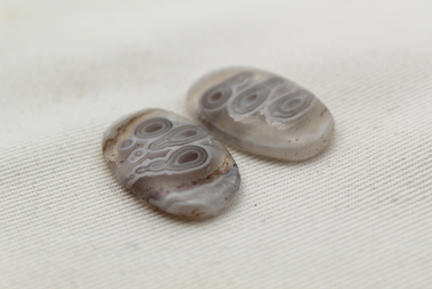 Orbicular Agate Cabochons Pair Gemstone natural