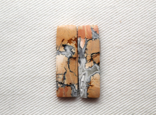 Small Maligano Jasper cabochons pair Gemstone rectangle
