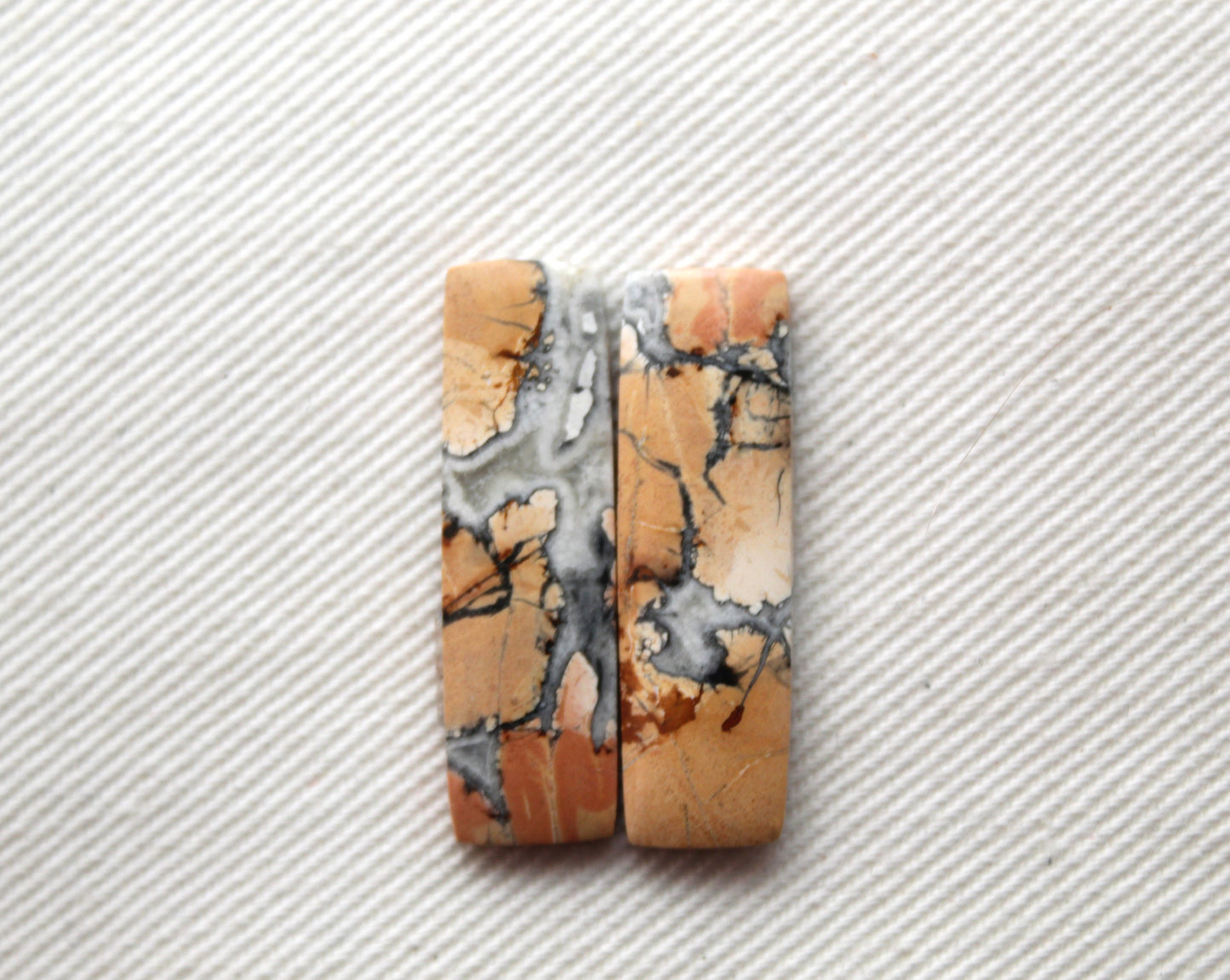 Small Maligano Jasper cabochons pair Gemstone rectangle