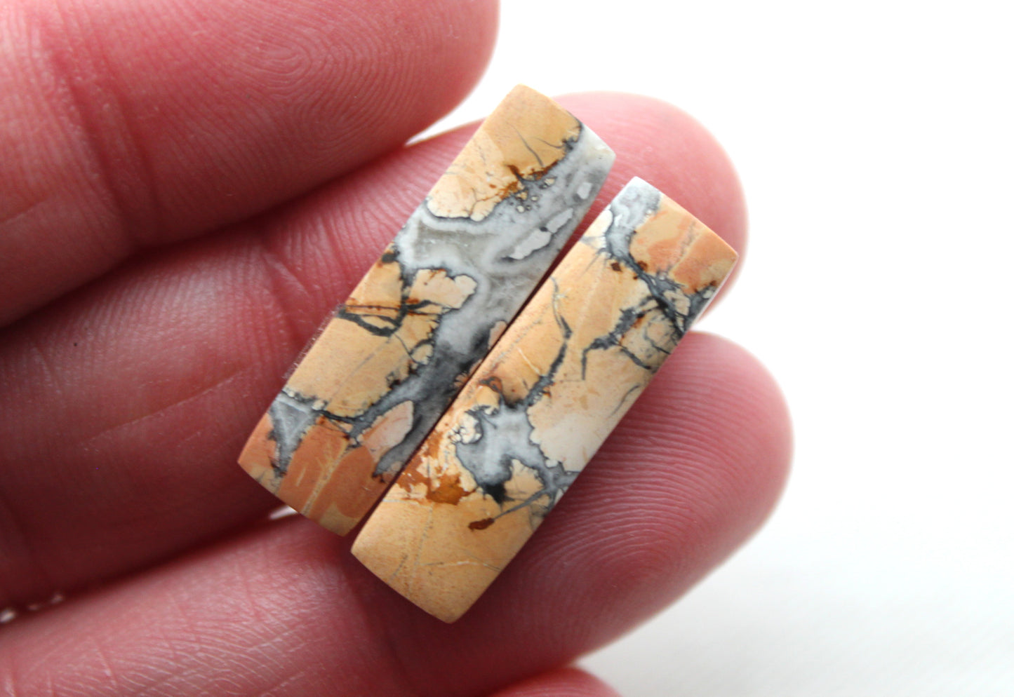 Small Maligano Jasper cabochons pair Gemstone rectangle