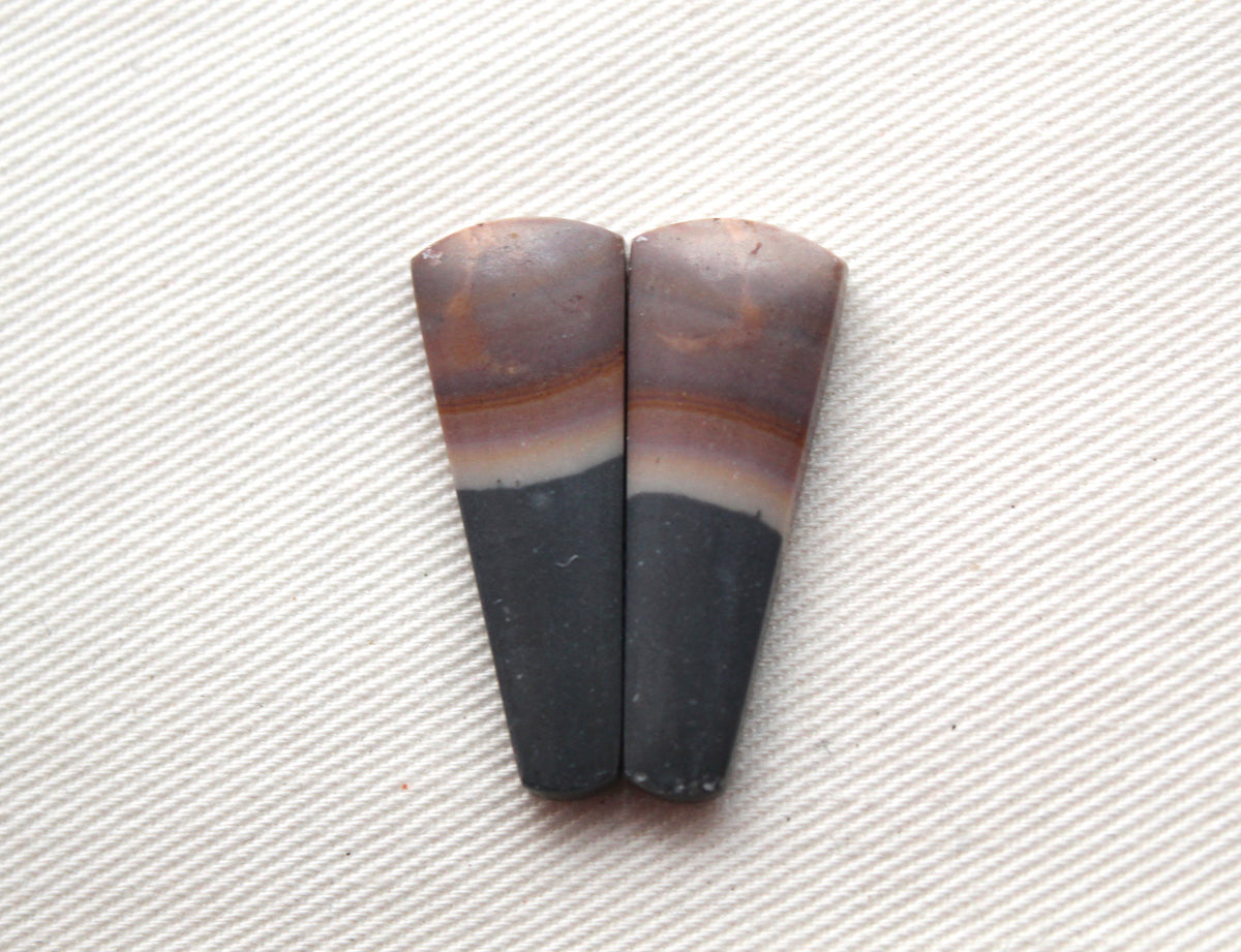 Matching pair of Indonesian Polychrome Jasper Cabochons