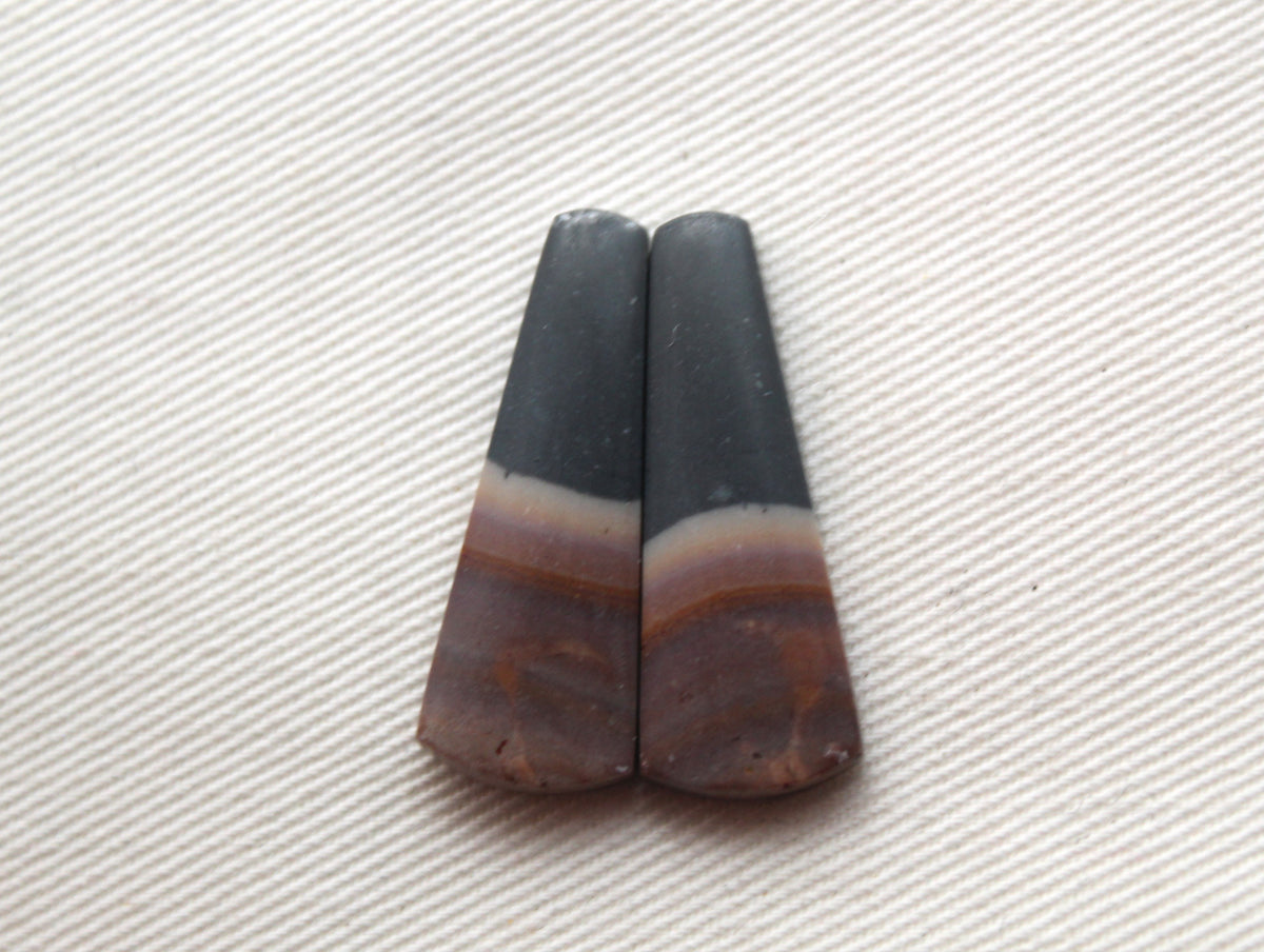 Matching pair of Indonesian Polychrome Jasper Cabochons
