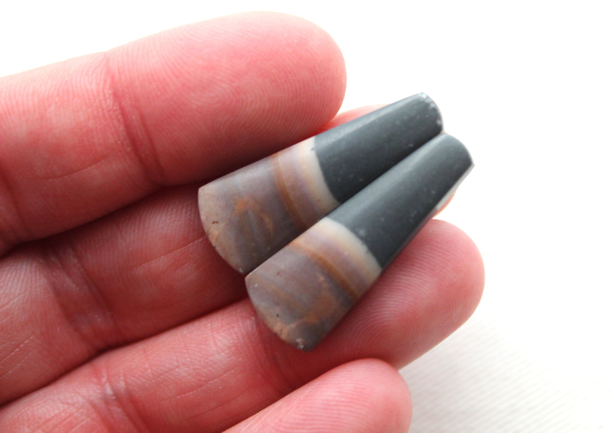 Matching pair of Indonesian Polychrome Jasper Cabochons