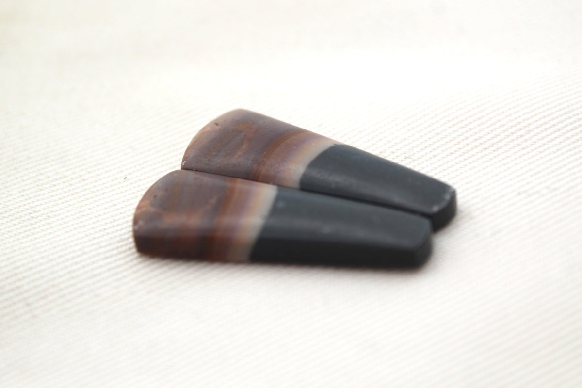 Matching pair of Indonesian Polychrome Jasper Cabochons