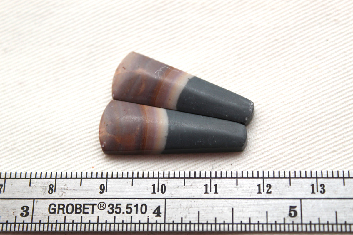 Matching pair of Indonesian Polychrome Jasper Cabochons