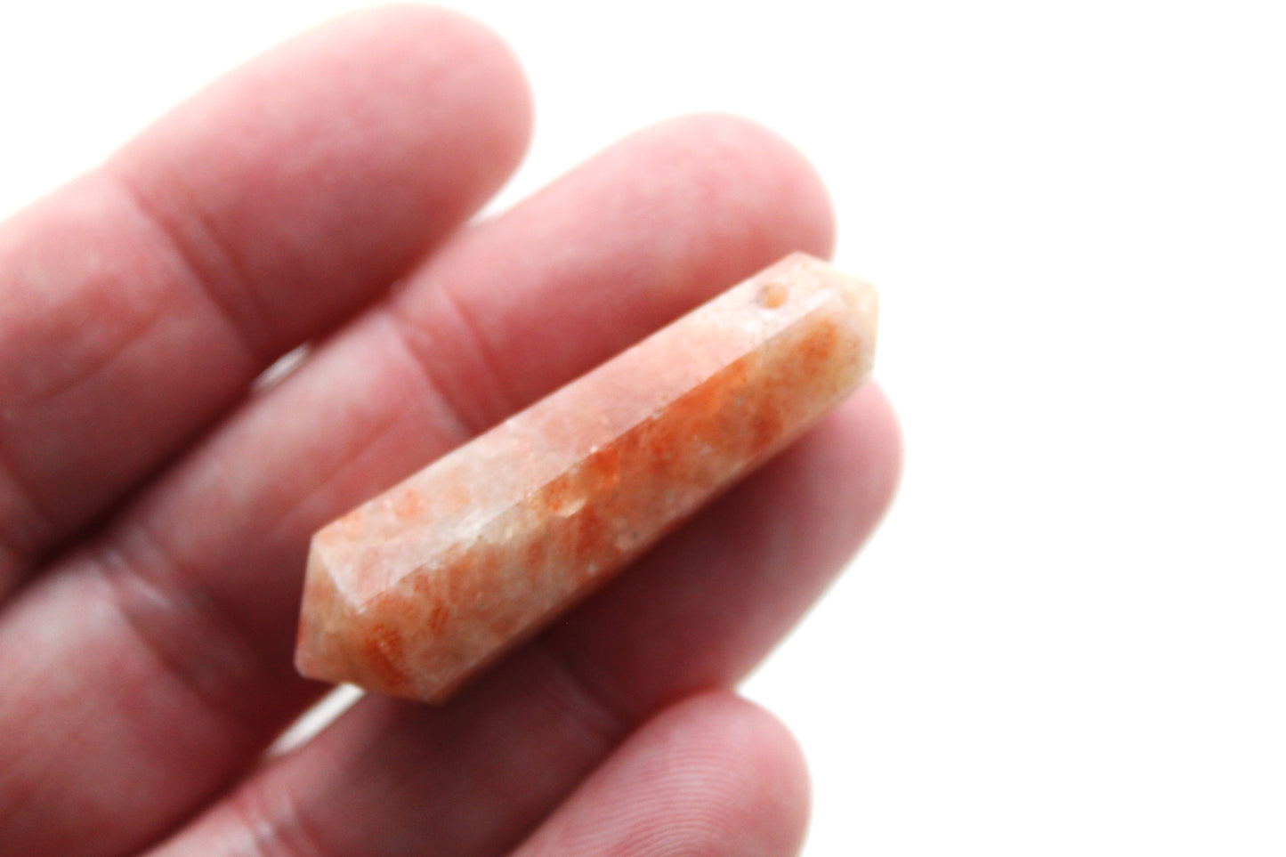 Sunstone double point Tower gemstone pendant size DRILLED