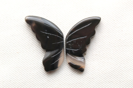 Montana Agate Cabochon Pair Gemstone Clear brown