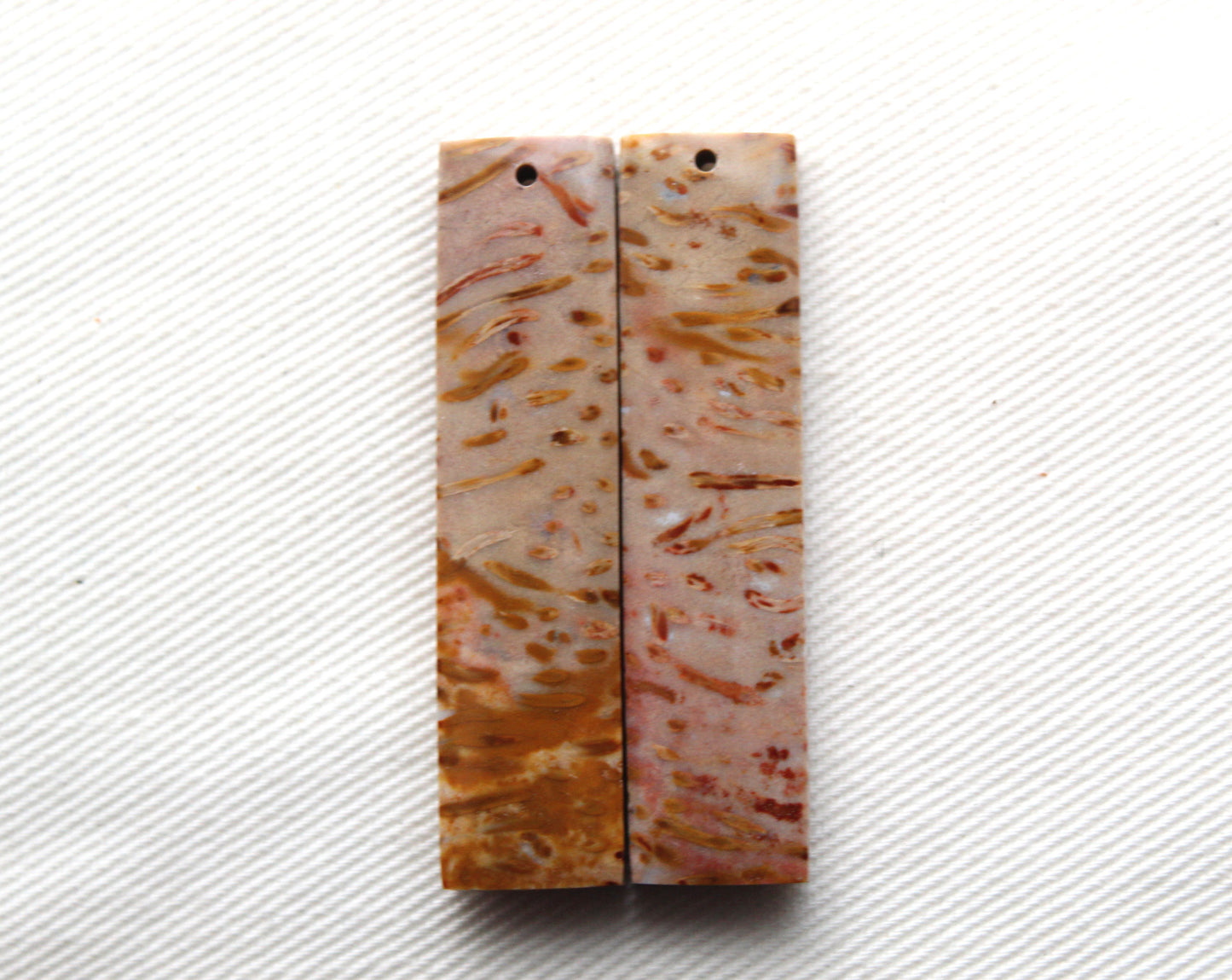 Red Palm Root Cabochon Pair natural gemstones DRILLED