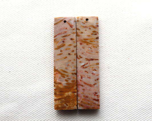 Red Palm Root Cabochon Pair natural gemstones DRILLED