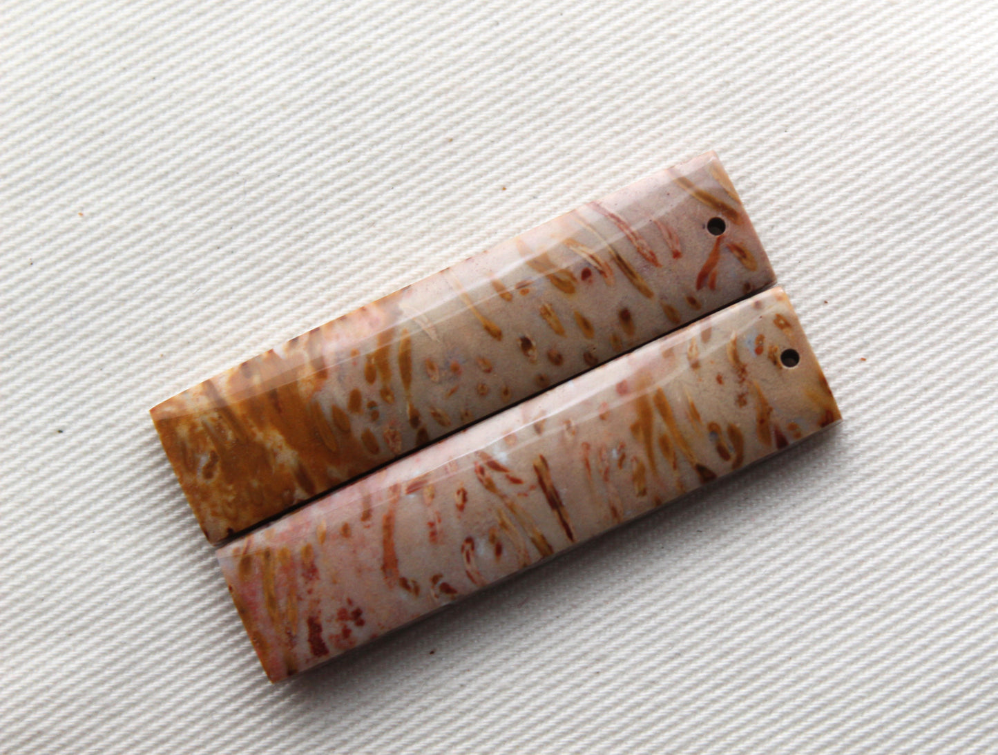 Red Palm Root Cabochon Pair natural gemstones DRILLED