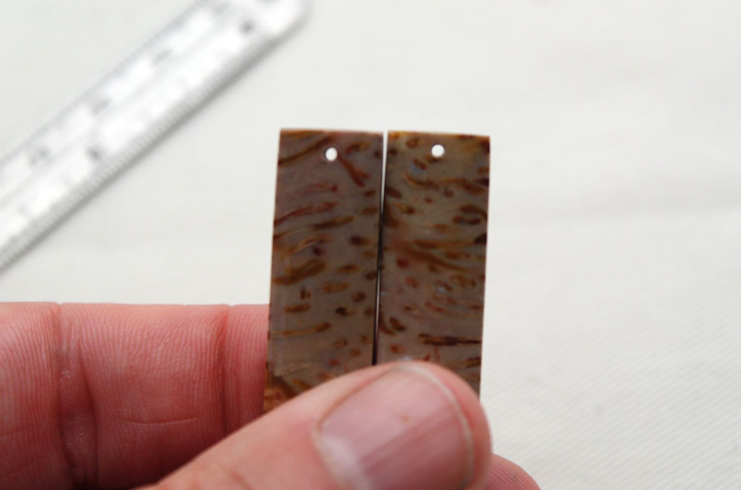 Red Palm Root Cabochon Pair natural gemstones DRILLED