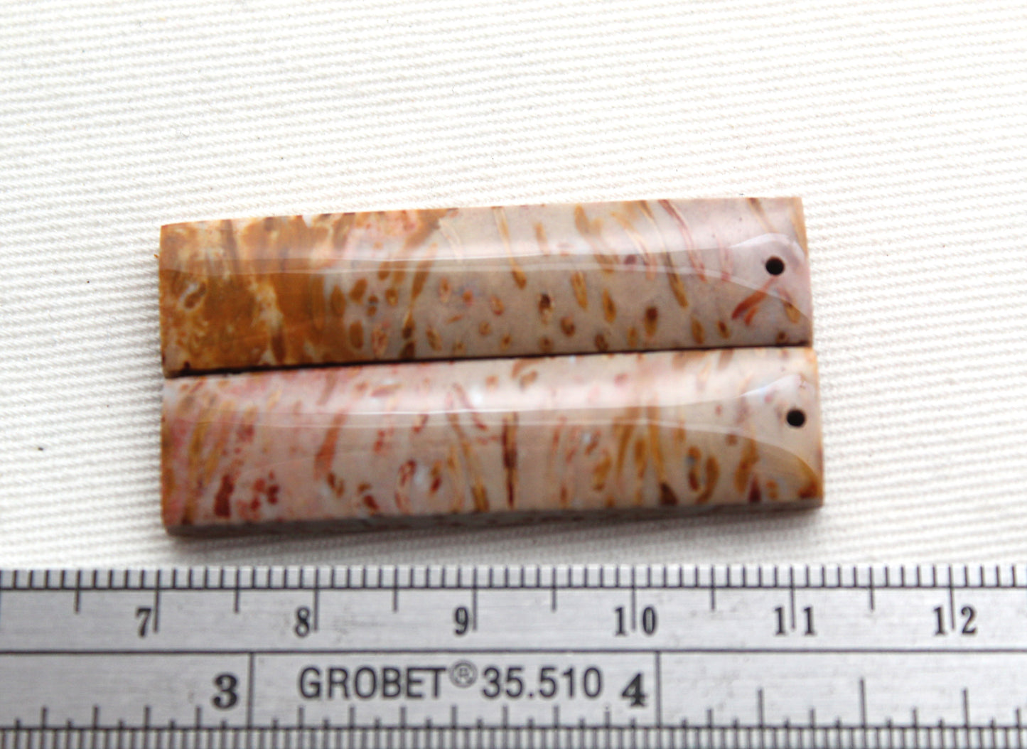 Red Palm Root Cabochon Pair natural gemstones DRILLED