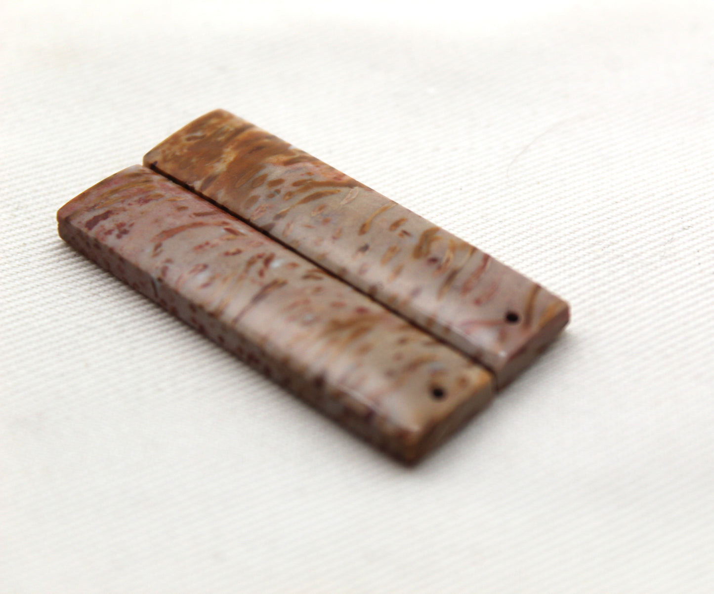 Red Palm Root Cabochon Pair natural gemstones DRILLED